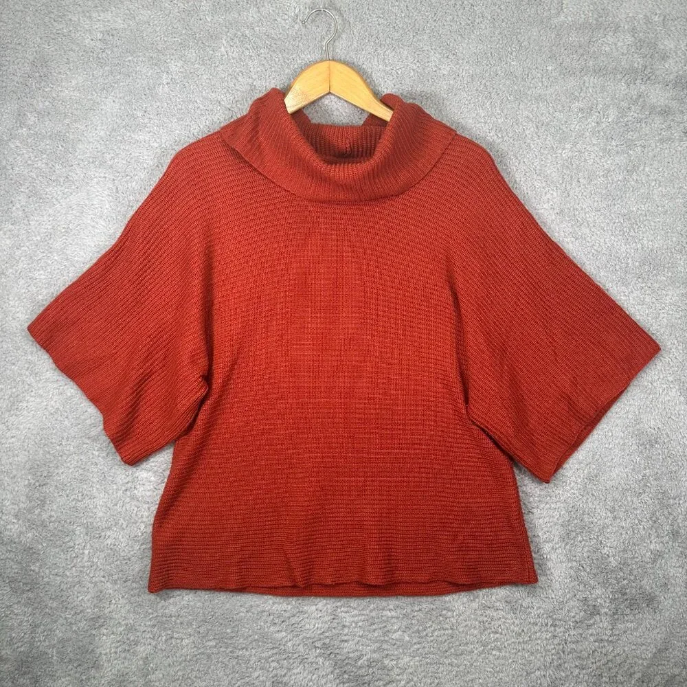 Tweeds Womens Sweater Plus Size Cardigan Acrylic Knit Orange 1x Turtleneck‎